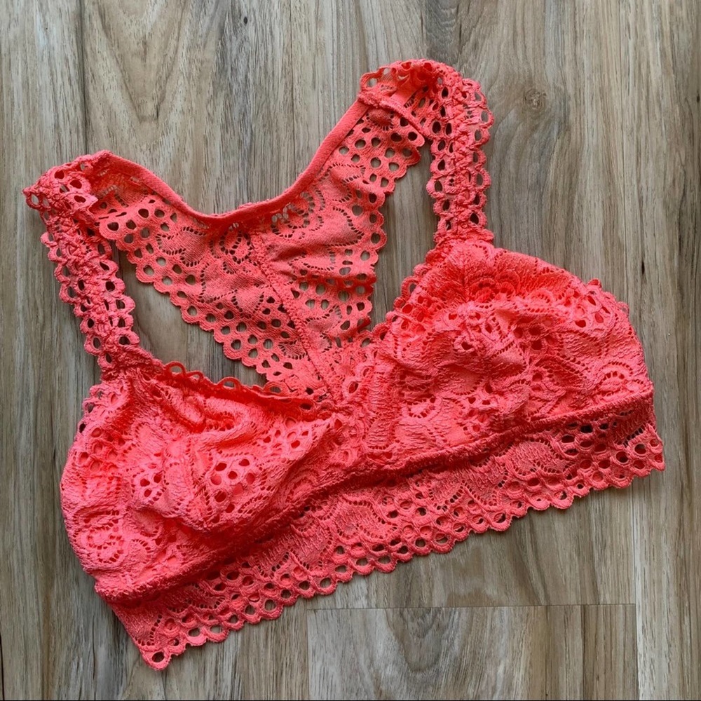 AERIE Peach Pink Lace Bralette Racerback - Size Small - New with tags!